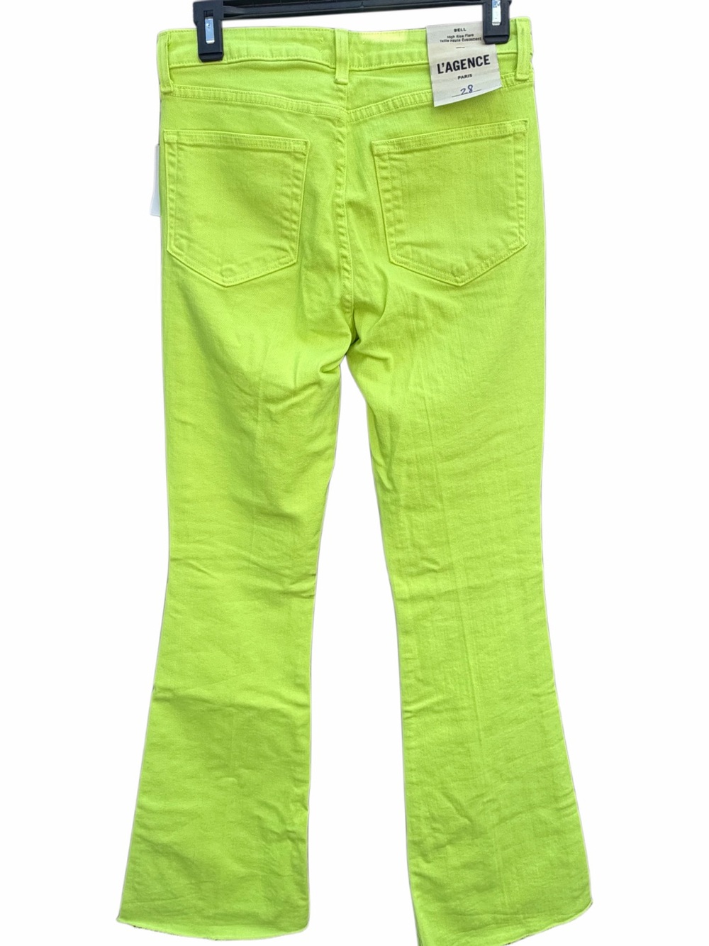 L’AGENCE Paris Highlighter Yellow Flare Jeans Size 28 NWT - Picture 2 of 4